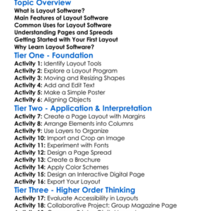 Layout Software Basics Worksheet Activity Booklet