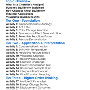 Le Chateliers Principle Worksheet Activity Booklet
