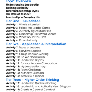 Leadership And Authority Worksheet Activity Booklet