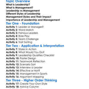 Leadership And Management Styles Worksheet Activity Booklet