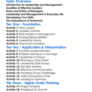Leadership And Management Worksheet Activity Booklet