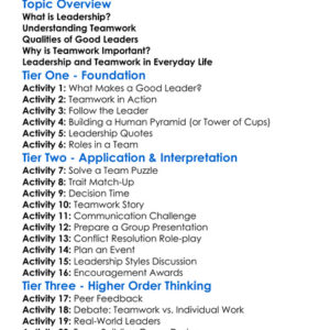 Leadership And Teamwork Worksheet Activity Booklet