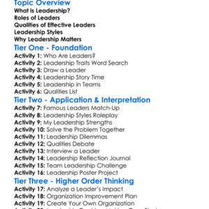 Leadership In Organizations Worksheet Activity Booklet