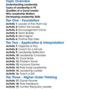 Leadership In Pe Worksheet Activity Booklet