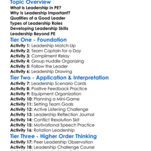 Leadership In Physical Education Worksheet Activity Booklet