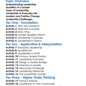Leadership In Society Worksheet Activity Booklet