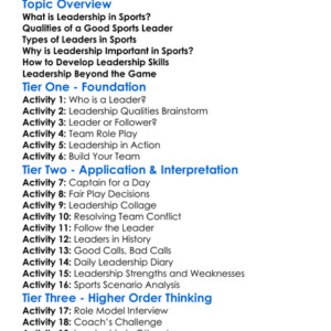 Leadership In Sports Worksheet Activity Booklet