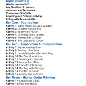 Leadership Principles Worksheet Activity Booklet