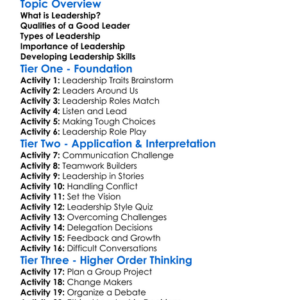 Leadership Worksheet Activity Booklet