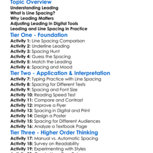Leading And Line Spacing Worksheet Activity Booklet