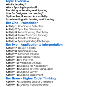 Leading And Spacing Worksheet Activity Booklet
