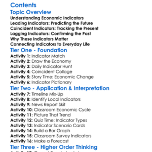 Leading Lagging And Coincident Indicators Worksheet Activity Booklet