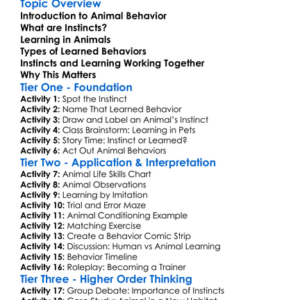 Learning And Instincts In Animals Worksheet Activity Booklet