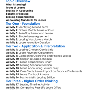 Leasing And Accounting Worksheet Activity Booklet