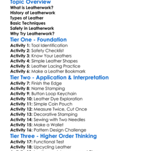 Leatherwork Basics Worksheet Activity Booklet