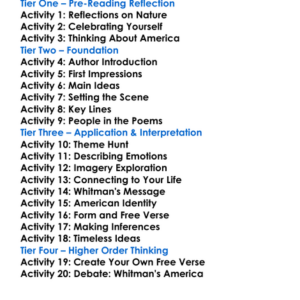 Leaves Of Grass Walt Whitman Worksheet Activity Booklet