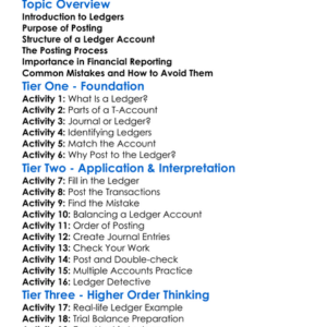 Ledger And Posting To The Ledger Worksheet Activity Booklet