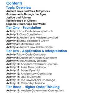 Legacies Of Ancient Law And Government Worksheet Activity Booklet