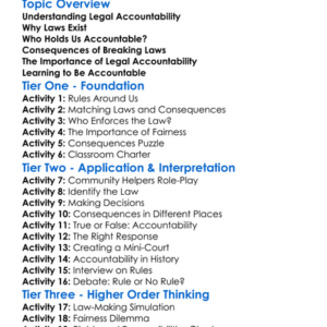 Legal Accountability Worksheet Activity Booklet