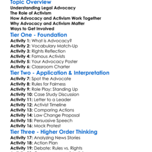 Legal Advocacy And Activism Worksheet Activity Booklet