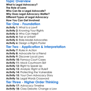 Legal Advocacy Worksheet Activity Booklet