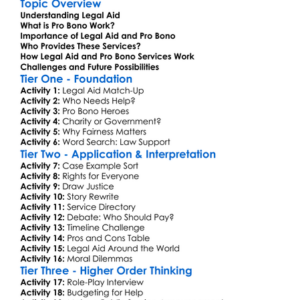 Legal Aid And Pro Bono Services Worksheet Activity Booklet