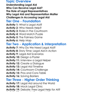 Legal Aid And Representation Worksheet Activity Booklet