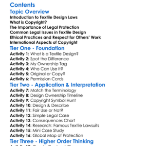Legal And Copyright Issues In Textile Design Worksheet Activity Booklet