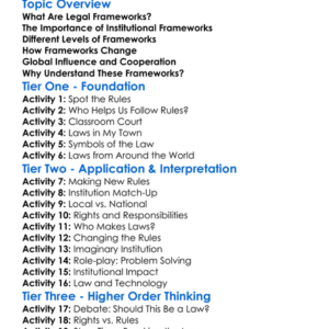 Legal And Institutional Frameworks Worksheet Activity Booklet