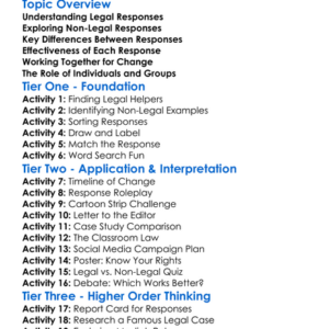 Legal And Non-Legal Responses Worksheet Activity Booklet