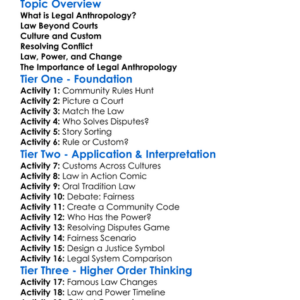 Legal Anthropology Worksheet Activity Booklet