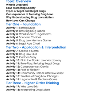 Legal Aspects Of Drug Use Worksheet Activity Booklet