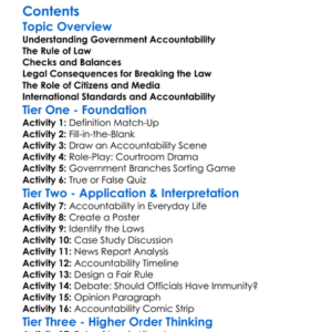 Legal Aspects Of Government Accountability Worksheet Activity Booklet