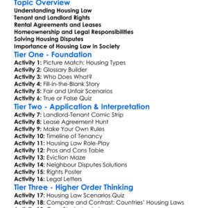 Legal Aspects Of Housing Worksheet Activity Booklet