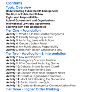 Legal Aspects Of Public Health Emergencies Worksheet Activity Booklet