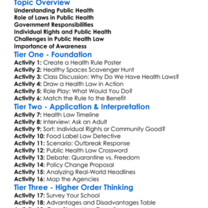 Legal Aspects Of Public Health Worksheet Activity Booklet
