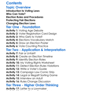 Legal Aspects Of Voting And Elections Worksheet Activity Booklet