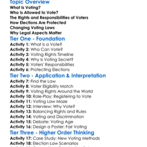 Legal Aspects Of Voting Worksheet Activity Booklet