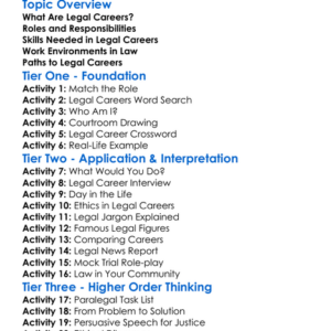 Legal Careers Worksheet Activity Booklet