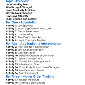 Legal Change And Continuity Worksheet Activity Booklet