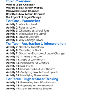 Legal Change And Law Reform Worksheet Activity Booklet