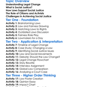 Legal Change And Social Justice Worksheet Activity Booklet