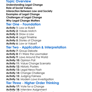 Legal Change And Social Values Worksheet Activity Booklet