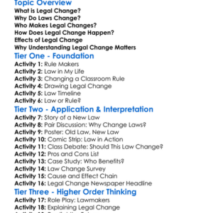 Legal Change Worksheet Activity Booklet