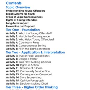 Legal Consequences For Young Offenders Worksheet Activity Booklet