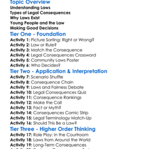Legal Consequences Of Actions Worksheet Activity Booklet