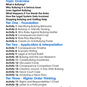 Legal Consequences Of Bullying Worksheet Activity Booklet
