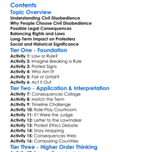 Legal Consequences Of Civil Disobedience Worksheet Activity Booklet