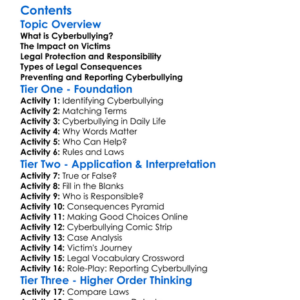 Legal Consequences Of Cyberbullying Worksheet Activity Booklet