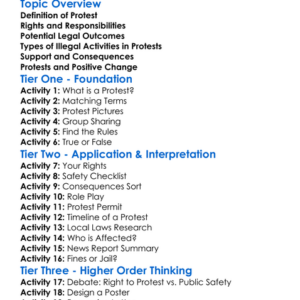 Legal Consequences Of Protest Worksheet Activity Booklet